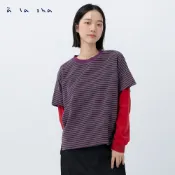 a la sha 條紋拼接連袖短T