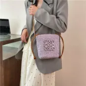 喜挖2店 2026網紅編織水桶菜籃子包手提斜背通勤包時尚包包大容量單肩包