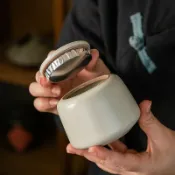 全球選品1館 生活百貨 茶倉中式汝窯茶葉罐陶瓷復古家用辦公室行動式防潮密封茶葉儲存罐
