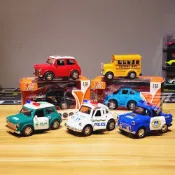 【台灣出貨】【聲光可開門Q版復古合金車】警車 玩具警車 金龜車 雙層巴士 復古老爺車 mini cooper模型車 小車