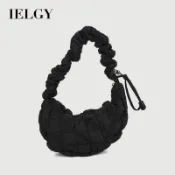 IELGY 女士腋下包 時尚褶皺雲朵包 百搭餃子包
