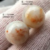 灑金飄紅翡~13.5mm~(大單珠) 「桂花糕」「踏雪尋梅」(紅翡) 緬甸南齊翡翠a貨👉🏻「AW 037-07」不議價！