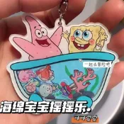 🔥台灣出貨🔥新款海綿寶寶亞克力搖搖卡通掛件創意書包禮物可愛派大星鑰匙扣