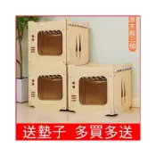 (店+)今天特賣！貓豪宅質量超好 木製貓屋貓窩 貓咪雙層別墅 木紋多層貓窩 寵物床貓木房子 毛小孩貓舍 貓吊床DIY貓屋 小狗窩