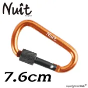 【努特NUIT】 NTF138GD  D型鋁合金帶鎖登山扣 7.6cm 橘 單個販售 快扣環D型環鋁合金勾環