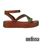 Melissa-碎鑽交叉細帶繞踝涼鞋-銅色