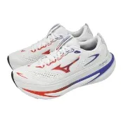 【MIZUNO 美津濃】慢跑鞋 Sky Prime 男鞋 白 厚底 緩衝 回彈 運動鞋 J1GM2650-51