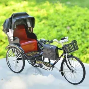 🍈夏柚精選🍈老上海黃包車合金模型 仿真人力三輪車自行車 懷舊復古創意玩具車 桌面收藏擺飾 兒童男孩生日節慶禮物