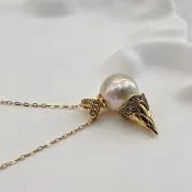 手工  甜蜜夏日  珍珠冰淇淋甜筒吊墜項鏈
