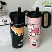芒果名品 【巨無霸雙飲】不鏽鋼保溫杯 冰霸杯 吸管杯 便攜水杯 高顏值萌趣 保冷保熱 學生戶外必備 1000ml大容量