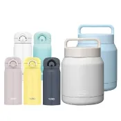 【THERMOS 膳魔師】獨家2入_不鏽鋼輕量彈蓋保溫瓶350ml+可提大口徑保溫罐650ml(JNR-351+TCHF-650)