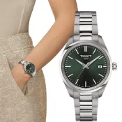 TISSOT 天梭錶 PR 100 簡約大三針 時尚腕錶 女錶 手錶 聖誕節 禮物-T1502101109100/橄覽綠色 34mm