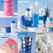 ［約三到四周到貨］中國大陸 星巴克 STARBUCKS 聖誕節 滑雪 藍白 冰川 粉黃漸變 馬克杯 隨行杯 保溫杯