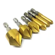 鍍鈦 五刃 倒角器 6件組 六角柄 倒角鑽 90度 6mm-19mm 倒角刀 沉頭鑽 木工開孔器 台灣現貨【DB320】