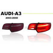 小亞車燈＊新 AUDI A3 S3 03 04 05 06 07 08年 跑馬方向燈全LED 紅白 紅黑 光柱 尾燈