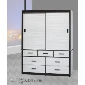 【全台傢俱】LS-25 白雪杉 / 灰橡 4x7尺 / 5x7尺七抽推門衣櫃 台灣製造 傢俱工廠直營特賣