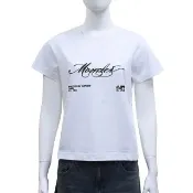 【MONCLER】MONCLER 草書刺繡短袖T恤(女款/白)