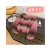 (店+)【希妍】粉色 漸層 馬海毛毛衣 短款毛衣 寬松毛衣 慵懶風 外穿針織衫