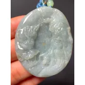 D685(附證書）天然翡翠。關公關聖帝君武財神吊飾