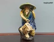 晚清民國石灣窯老者瓷塑，高9.5公分，全品