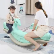 雙人動物蹺蹺闆室內傢用木馬搖馬翹翹闆搖搖馬童溜滑梯 折疊滑滑梯 寶寶滑梯 滑溜梯 滑梯 0YGF