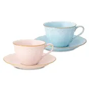 【NORITAKE】新芽-咖啡對杯_玫瑰粉/早晨藍(可微波 精緻禮盒)