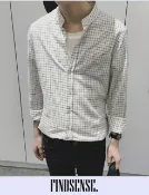 FINDSENSE服飾 【JP.美日韓】韓國簡約 小版 襯衫 男裝 格子 格子上衣 格子褲 另售 條紋褲 套裝 吊帶褲 請加入我的最愛