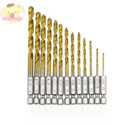 Pinkflower 13 件碳化鎢麻花鑽頭電動工具 HSS 鈦塗層鑽頭 EN