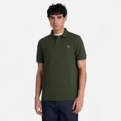 【Timberland】男款綠色刺繡LOGO短袖Polo衫(A2AC1U31)
