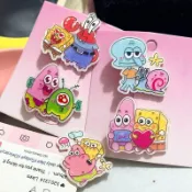 甜柚｜可愛海綿寶寶派大星髮夾少女亞克力鴨嘴學生卡通海邊髮飾髮飾女