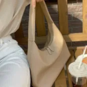 喜挖2店 韓版軟皮托特包女2025復古簡約時尚單肩餃子包小眾設計大容量通勤