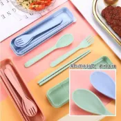 (店+)小麥餐具 三件組 小麥秸稈 環保餐具免洗餐具 環保餐具 餐具組外出餐具組 環保筷