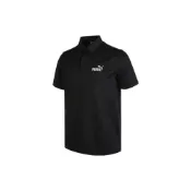 (店+)【PUMA】PUMA 純色Logo印花半開襟紐扣運動短袖Polo衫 男款 黑色