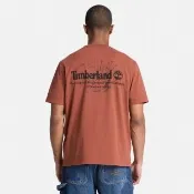 【Timberland】男款灰褐色製靴工藝背面圖案短袖T恤(A5TRQAIM)