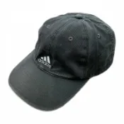 【DOKODEMO】adidas6 片式棒球帽，黑色，F 碼（古著）。