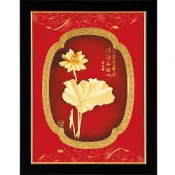 開運陶源雅鑑鑫品 【鴻運系列-荷香蓮花】蓮花 純金箔畫 33 x26 cm可掛於牆壁，後有腳架，也可以立在桌上