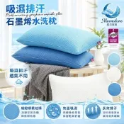 【Moonulune 柔月家居】台灣製 3M吸濕排汗石墨烯可機洗透氣舒眠水洗枕/多色任選(枕頭/纖維枕/透氣枕)