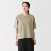 【MUJI 無印良品】女涼感圓領寬版短袖T恤(白色/淺灰/墨灰/黑色/淺粉/淺黃/煙燻綠/煙燻藍)