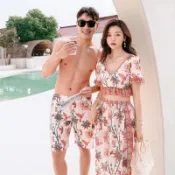 Xuan♥海島渡假🔥韓國ins情侶泳裝 性感比基尼分體泳衣三件套 大小胸鋼圈聚攏女生游泳衣 泡溫泉度假泳裝