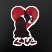 PVC 防水貼紙 波士頓梗犬拉LOVE屎 行李箱貼紙 安全帽 筆電 滑板 吉他 機車 惡搞 潮流 個性 美式 貼紙