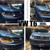 小亞車燈改裝＊實車 福斯 VW T6 15 16 17年 R8燈眉 光條 黑框 晶鑽 魚眼 大燈 T6大燈 車燈