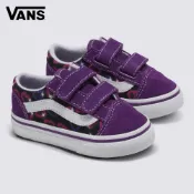 Vans 愛心圖案魔鬼氈黏貼式 Old Skool V 小童款紫色滑板鞋 休閒鞋