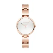 【CALVIN KLEIN】玫瑰金框 白面 玫瑰金波浪型不鏽鋼手鍊式錶帶 32mm 手錶 CK錶 女錶 情人節(K9U23646)