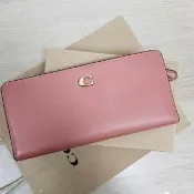 【COACH】專櫃款Essential Slim 金屬 C 字 Logo 滑面皮革對折壓扣長夾禮盒組(贈原廠紙袋紙盒)