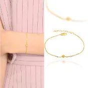 【福西珠寶】黃金手鍊 小金沙手鍊 秀氣細鍊×單顆鑽沙金珠設計・簡約精緻女款手鍊(金重0.38錢正負0.03錢)