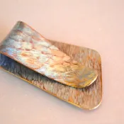 Titanium money clip純鈦錢夾藍金背木紋B48mm