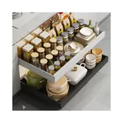 (店+)廚房抽屜式伸縮收納架 調味瓶收納神器 廚下安裝免打孔碗碟置物架