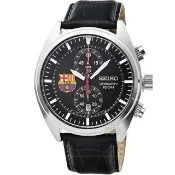 【SEIKO 精工】精工巴塞隆納三眼計時賽車皮帶錶-黑面(SNN269P1)