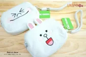 UNIPRO優鋪 【UNIPRO】LINE 正版授權 公仔 娃娃 兔兔 CONY 饅頭人 MOON 絨毛四方零錢包 雙拉鍊 LINE FRIENDS