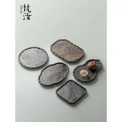 臺灣速發➕免運丨梵汝 天然手工高檔楠竹岩石茶盤紫砂壺茶托幹泡苔茶海日式茶托盤